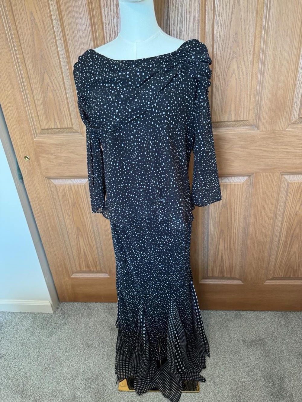 Black Polka Dot Matching Skirt set - Women